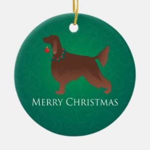 Ornamento De Cerâmica Irish Setter Dog Felry Design de Natal