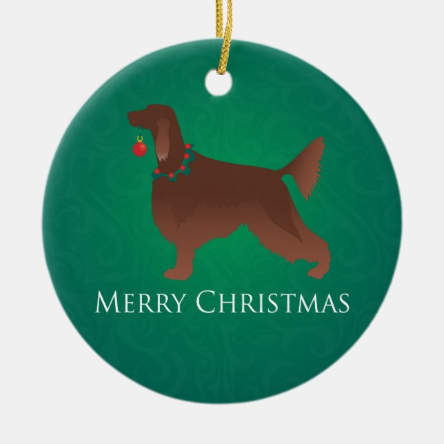 Ornamento De Cerâmica Irish Setter Dog Felry Design de Natal (Frente)