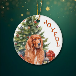 Ornamento De Cerâmica Irish Setter Joyful Natal