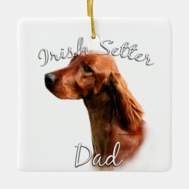 Ornamento De Cerâmica Irish Setter Pai 2 (Frente)
