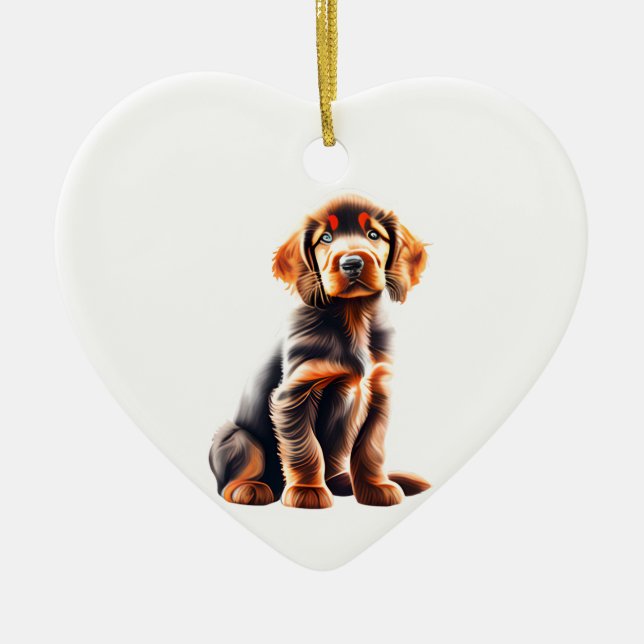 Ornamento De Cerâmica Irish Setter Puppy Personalizado (Frente)