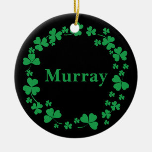 Ornamento De Cerâmica Irish Shamrock Custom Name Moderno Wreath