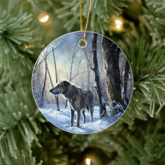 Ornamento De Cerâmica Irish Wolfhound Deixe-o nevar no Natal (Árvore)