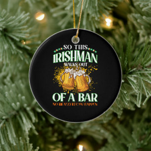 Ornamento De Cerâmica Irlandês Bebendo Cerveja Dia de São Patrício