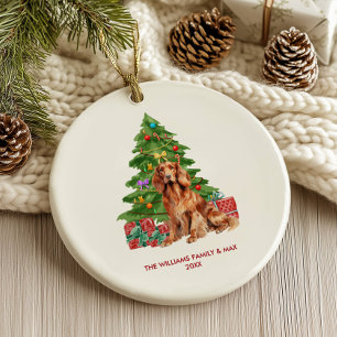 Ornamento De Cerâmica Irlandês Setter Dog Personalizado Natal