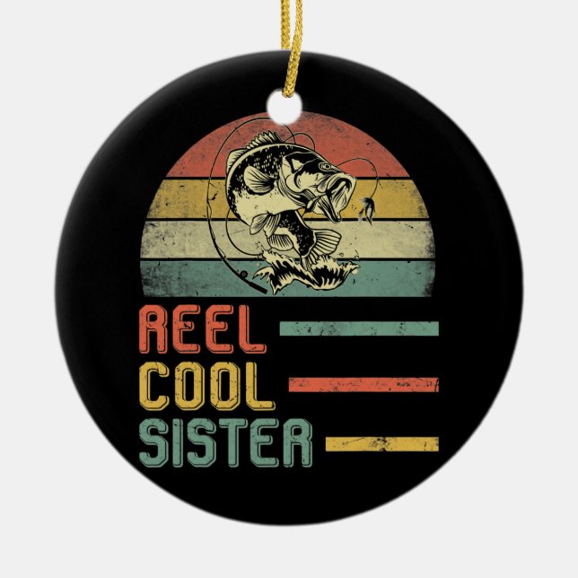 Ornamento De Cerâmica Irmã Engraçada Pescadora Mãe Dia de os pais (Frente)