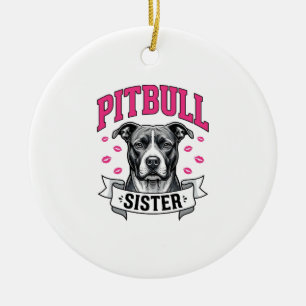 Ornamento De Cerâmica Irmã Pitbull Design Vetorial de Amante de Cachorro