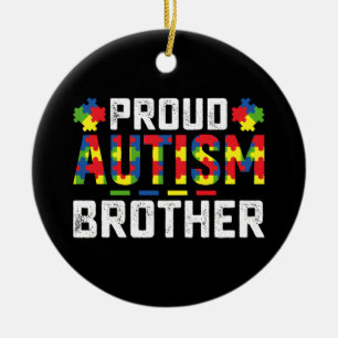 Ornamento De Cerâmica Irmão Orgulhoso do Autismo Conscientização Família