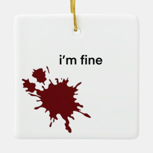 Ornamento De Cerâmica Ironia Humor Negro Estou Bem Minimalista Salpico d