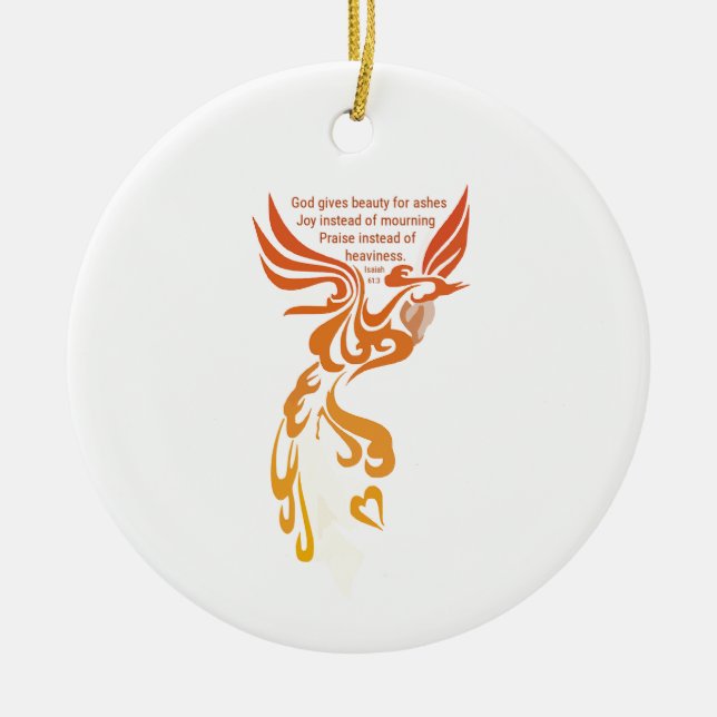 Ornamento De Cerâmica Isaiah 61 Ornament Cerâmico de Phoenix Oval (Frente)