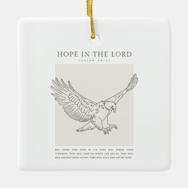 Ornamento De Cerâmica Isaías 40:31 Esperança no Senhor (Frente)