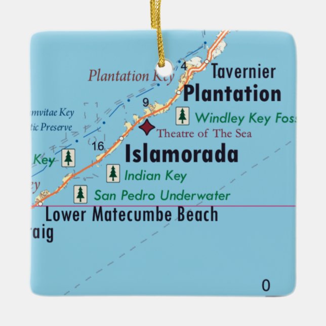 Ornamento De Cerâmica Islamorada Florida Map (Frente)