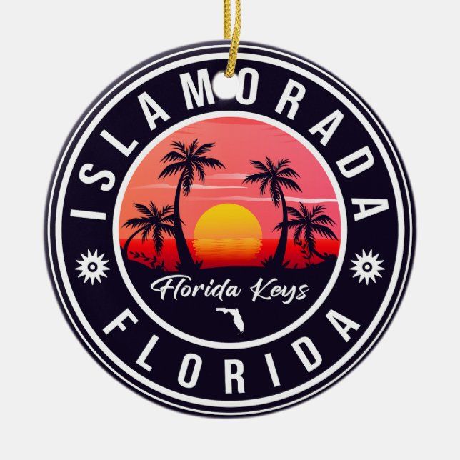 Ornamento De Cerâmica Islamorada Florida Retro Sunset Beach Souvenir 80 (Frente)