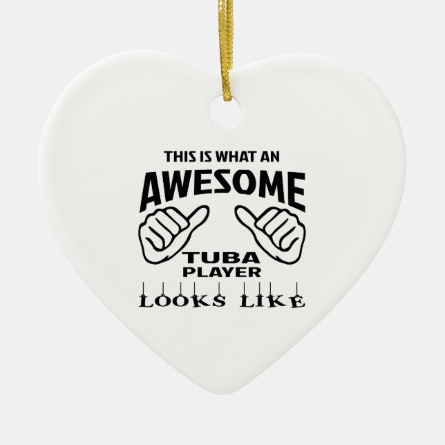 Ornamento De Cerâmica Isto é que jogador impressionante da tuba olha (Frente)
