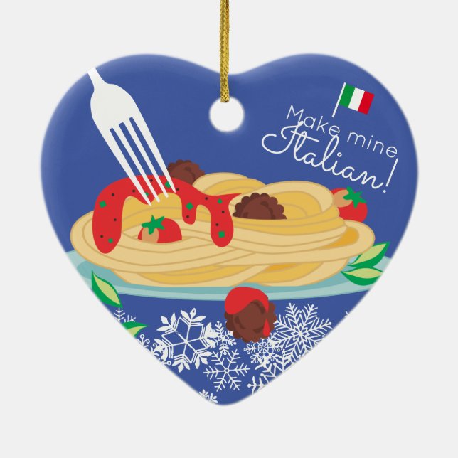 Ornamento De Cerâmica Italian food spaghetti pasta Christmas ornament (Verso)