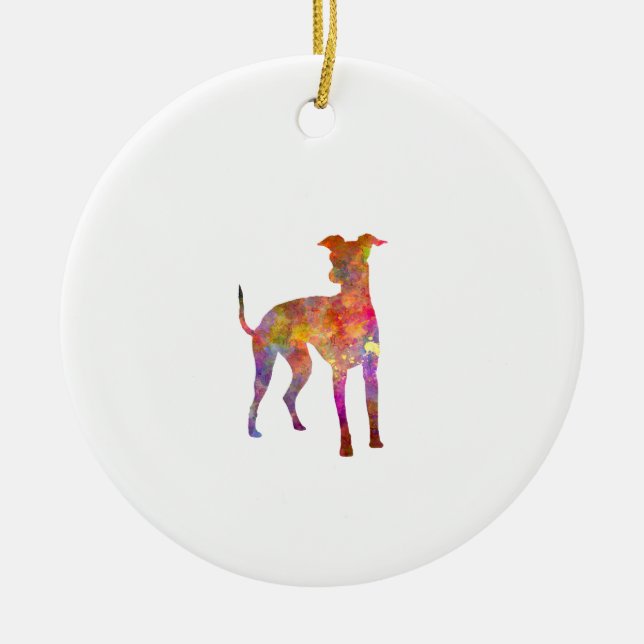 Ornamento De Cerâmica Italian Greyhound in watercolor (Frente)