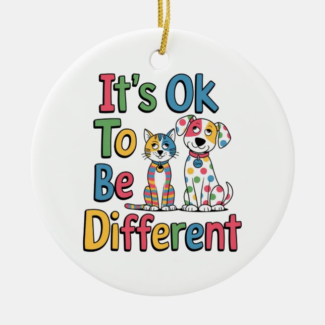 Ornamento De Cerâmica It's ok to be different (Frente)