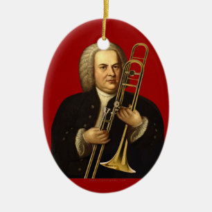Ornamento De Cerâmica J.S. Bach com Trombone