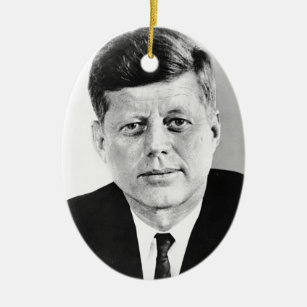 Ornamento De Cerâmica Jack preto & branco JFK John F. Kennedy