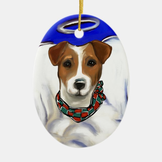 Ornamento De Cerâmica Jack Russell Terrier Angel (Frente)