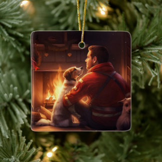 Ornamento De Cerâmica Jack Russell Terrier Bombeiro, Cachorro, Amante de