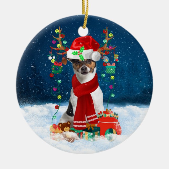 Ornamento De Cerâmica Jack Russell Terrier Dog em presentes de Natal na  (Frente)