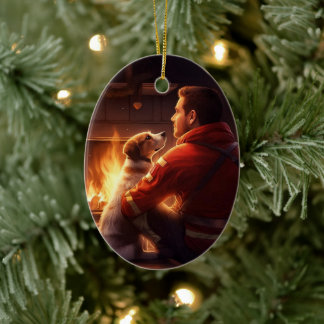 Ornamento De Cerâmica Jack Russell Terrier Fireman, Puppy, Pet Dog Lover