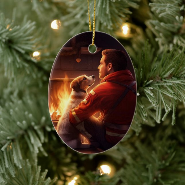 Ornamento De Cerâmica Jack Russell Terrier Fireman, Puppy, Pet Dog Lover (Árvore)