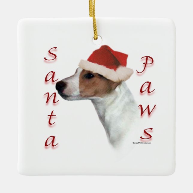 Ornamento De Cerâmica Jack Russell Terrier Papais noeis Paws (Frente)
