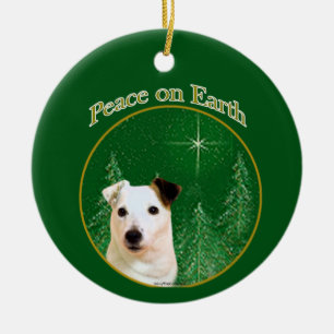 Ornamento De Cerâmica Jack Russell Terrier Peace Chaveiro