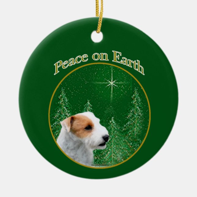 Ornamento De Cerâmica Jack Russell Terrier (quebrado) Chaveiro de paz (Frente)