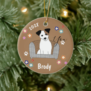 Ornamento De Cerâmica Jack Russell Xmas