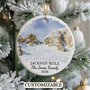 Ornamento De Cerâmica Jackson Hole Mountain Resort personalizado, Wyomin