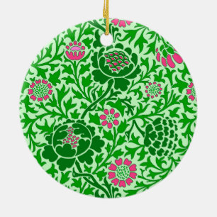 Ornamento De Cerâmica Jacobean Floral, Emerald e Verde limão