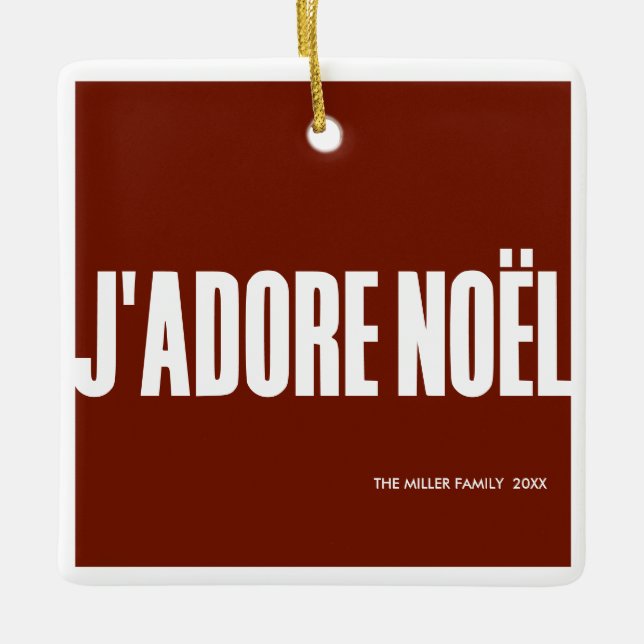 Ornamento De Cerâmica J'adore Noël! (Frente)