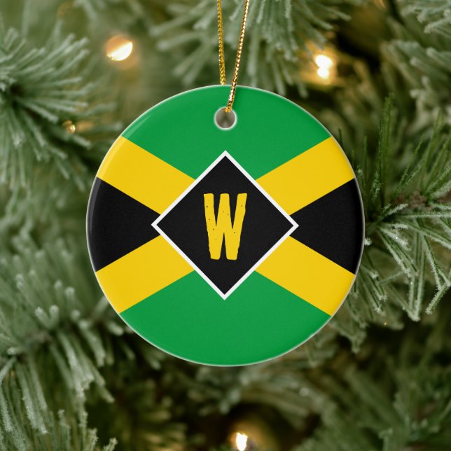 Ornamento De Cerâmica Jamaican Flag Monogram Christmas (Árvore)