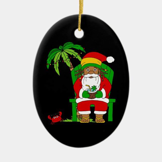 Ornamento De Cerâmica Jamaican Rasta Santa Claus Natal (Frente)