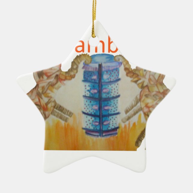 Ornamento De Cerâmica Jambo Jumbo African Kids Elephants Art Impressão (Frente)