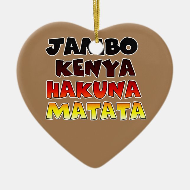 Ornamento De Cerâmica Jambo Kenya Hakuna Matata (Frente)