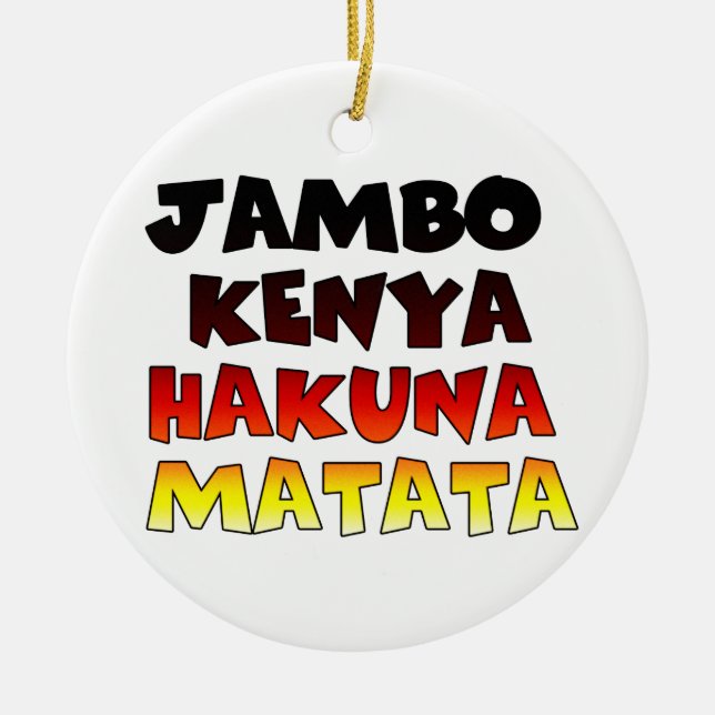 Ornamento De Cerâmica Jambo Kenya Hakuna Matata (Frente)