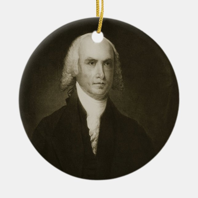Ornamento De Cerâmica James Madison, 4o Presidente dos Estados Unidos (Frente)