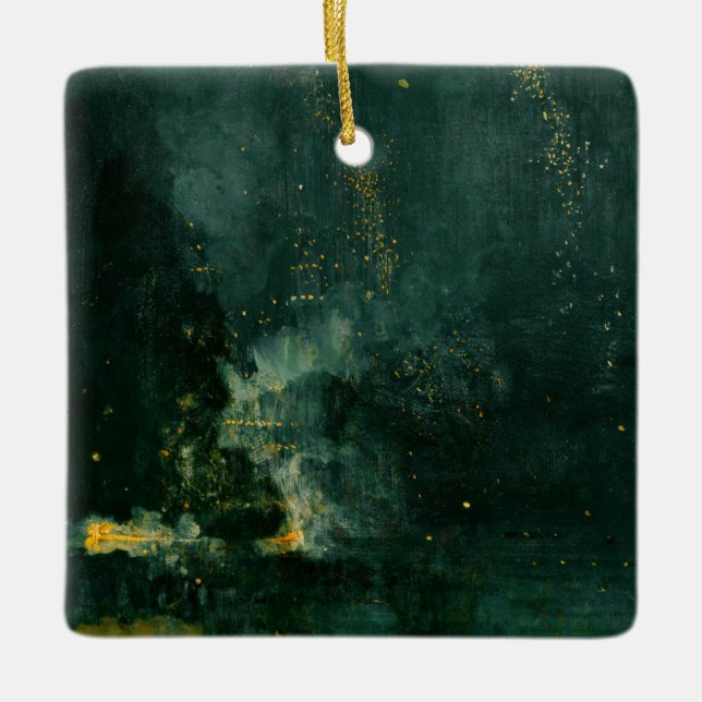 Ornamento De Cerâmica James Whistler - Noite em preto e Dourado (Frente)