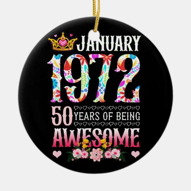 Ornamento De Cerâmica Janeiro de 1972 50º Aniversário 50 Anos (Frente)