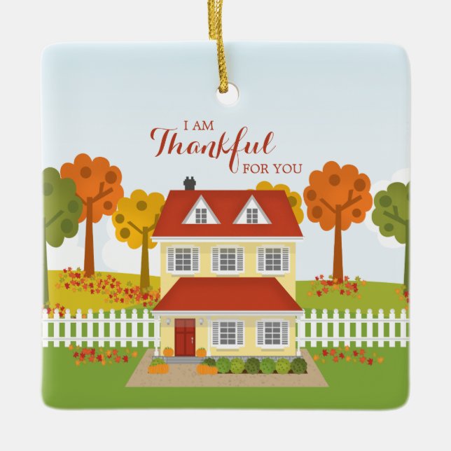 Ornamento De Cerâmica Janta de Ação de Graças Open House (Frente)