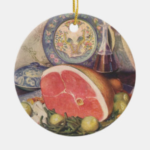 Ornamento De Cerâmica Jantar de presunto vintage com feijão verde e bata