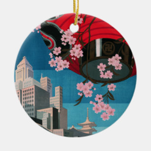 Ornamento De Cerâmica Japão Tóquio Vintage Cartaz de Viagem Japonês