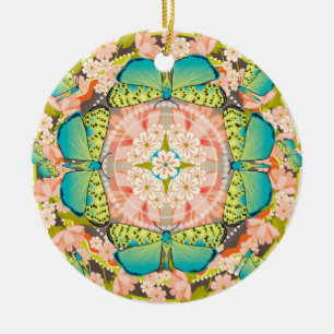 Ornamento De Cerâmica Jardim da Borboleta