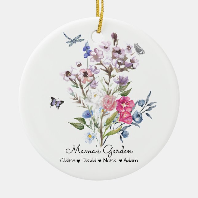 Ornamento De Cerâmica Jardim da mamãe personalizada (Frente)