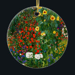 Ornamento De Cerâmica Jardim de fazenda com girassóis por Gustav Klimt<br><div class="desc">Jardim de fazenda com girassóis,  famosa pintura de Gustav Klimt</div>