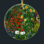 Ornamento De Cerâmica Jardim de fazenda com girassóis por Gustav Klimt<br><div class="desc">Jardim de fazenda com girassóis,  famosa pintura de Gustav Klimt</div>